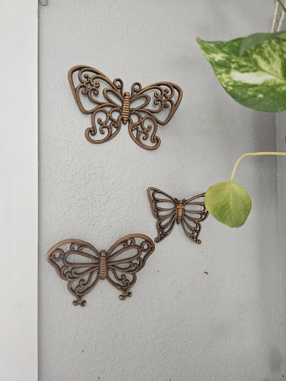 Homco Bronze Metal Butterfly Wall Trio